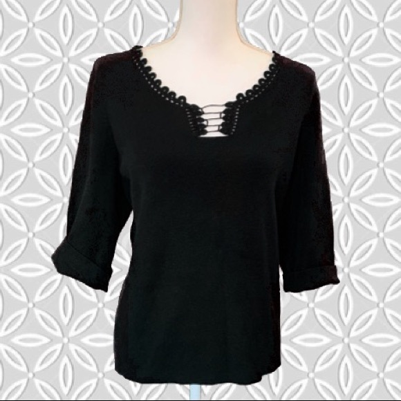 Lane Bryant Venezia Cute Top Black Sweater 18/20 - Picture 2 of 2